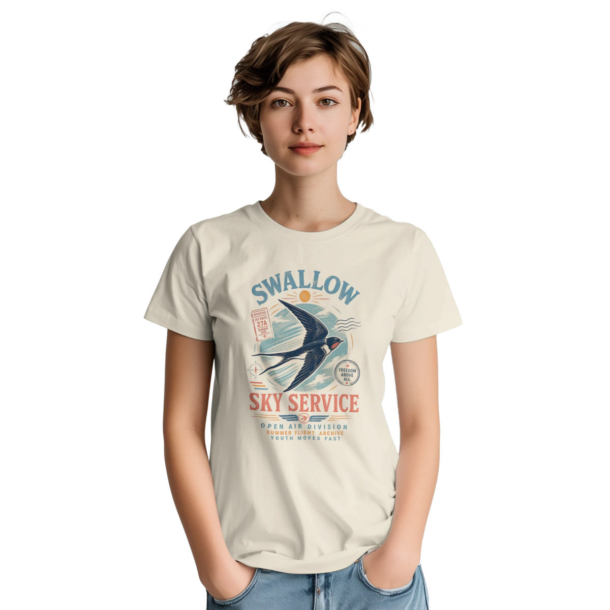 "Swallow" Heavyweight Unisex Crewneck T-shirt | Gildan® 5000