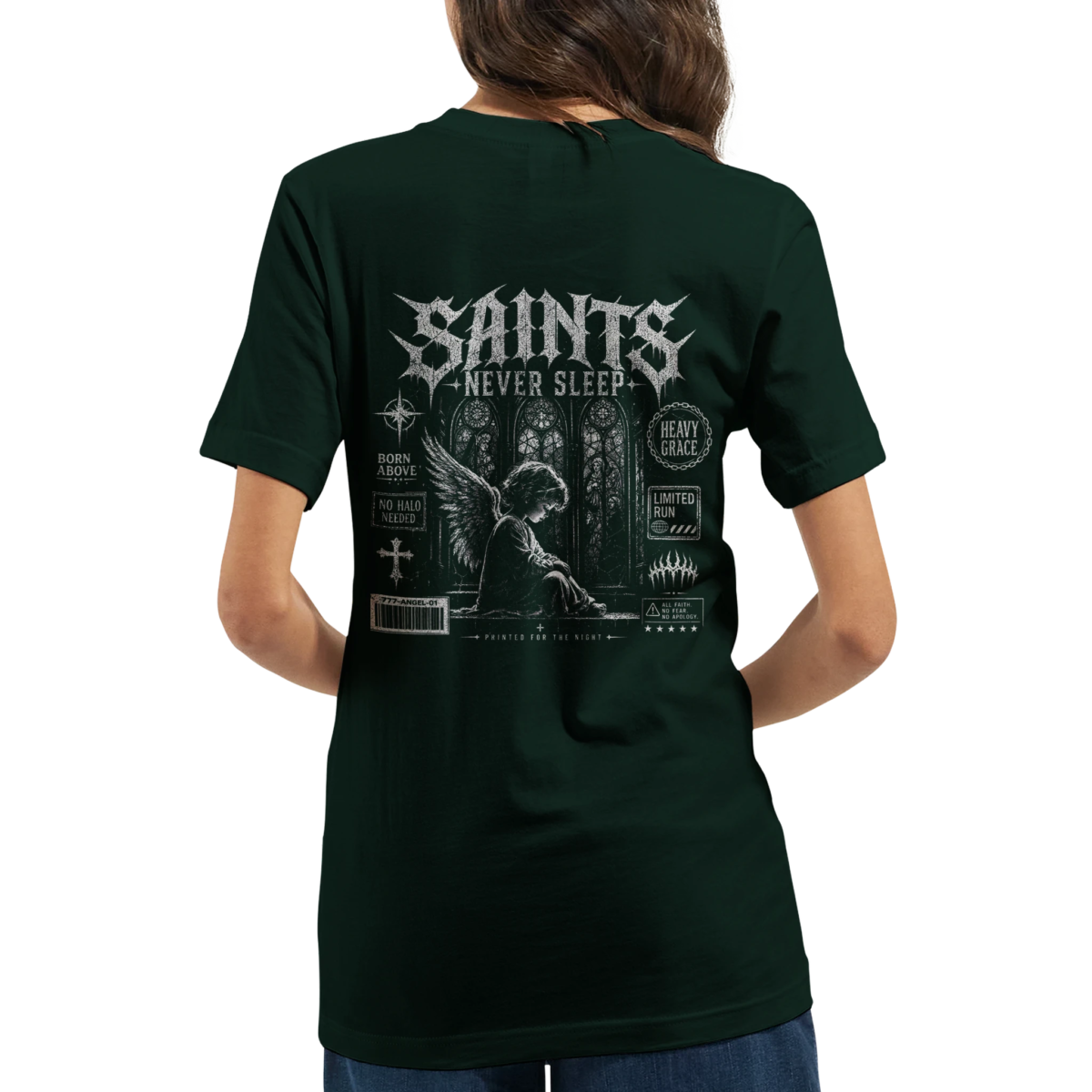 "Saints never sleep" Premium Unisex Crewneck T-shirt | Bella + Canvas 3001