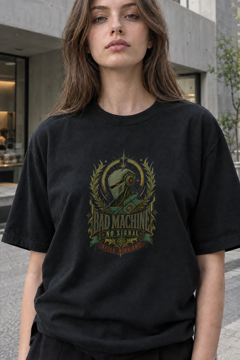 “Bad Machine” Heavyweight Unisex Crewneck T-shirt | Gildan 5000
