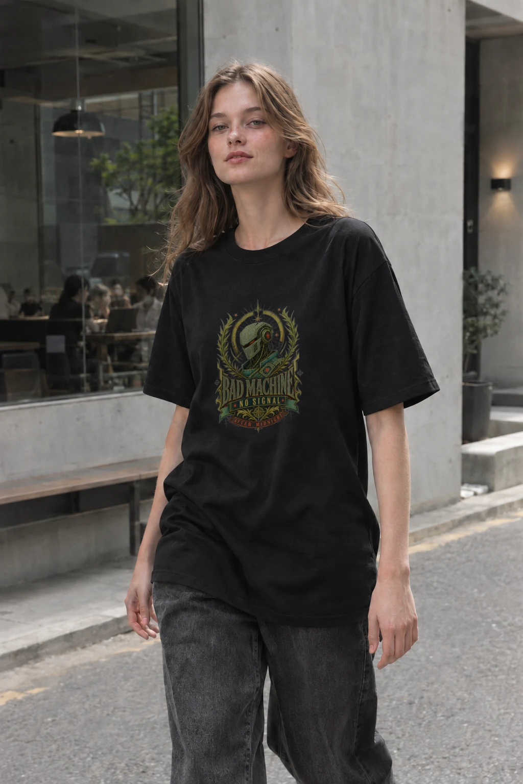 “Bad Machine” Heavyweight Unisex Crewneck T-shirt | Gildan 5000