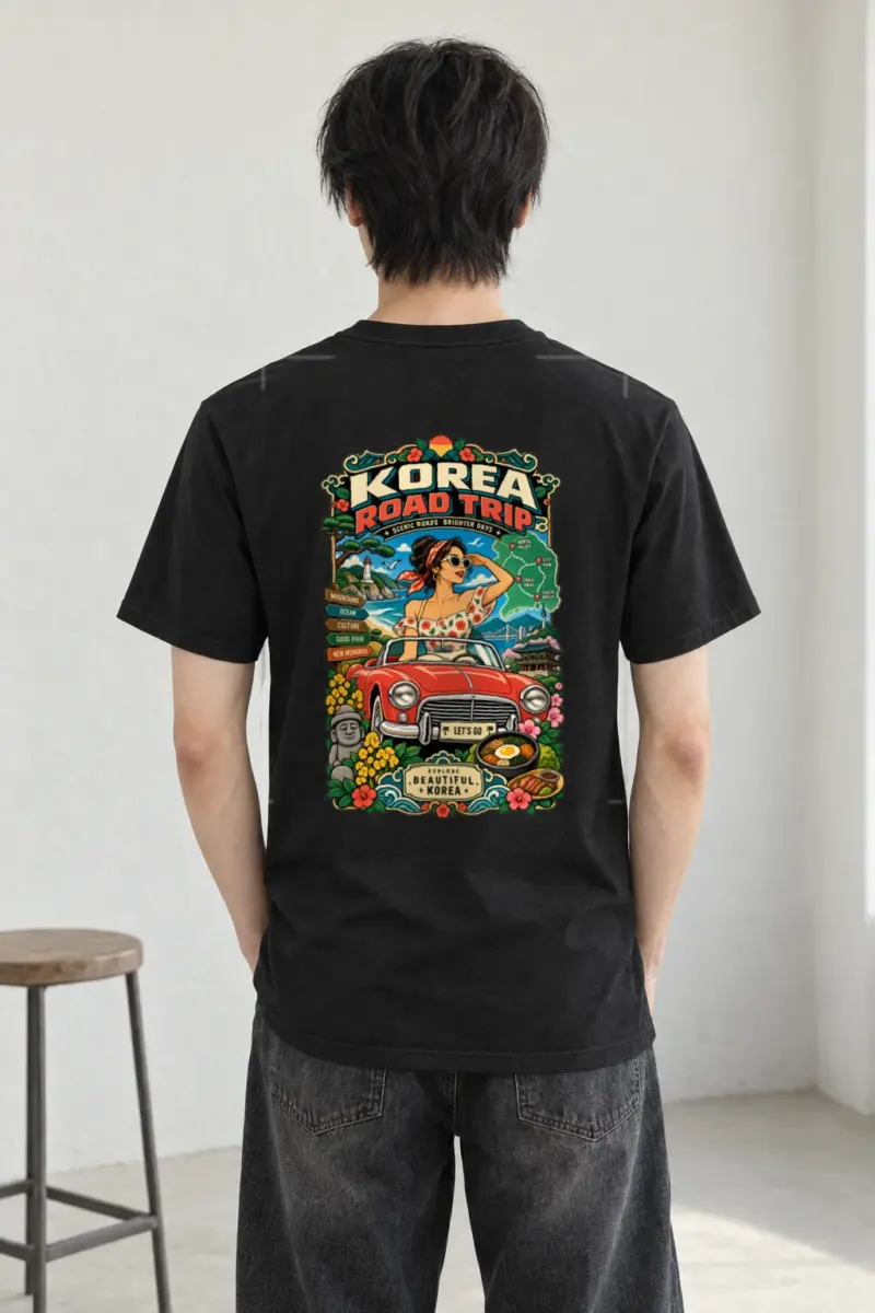 "Beautiful Korea Road Trip" Heavyweight Unisex Crewneck T-shirt