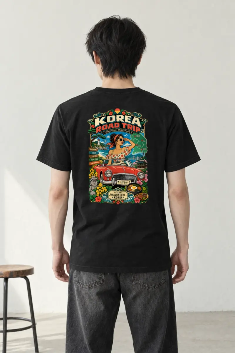 "Beautiful Korea Road Trip" Heavyweight Unisex Crewneck T-shirt