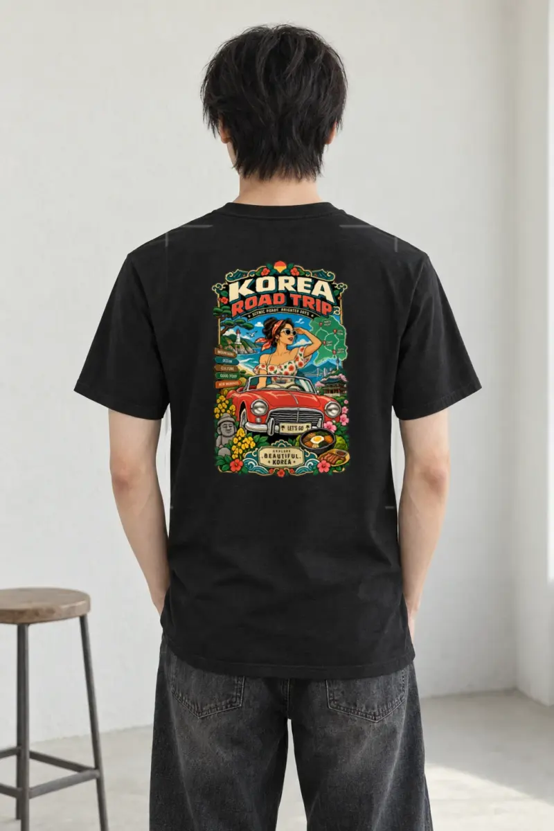 "Beautiful Korea Road Trip" Heavyweight Unisex Crewneck T-shirt