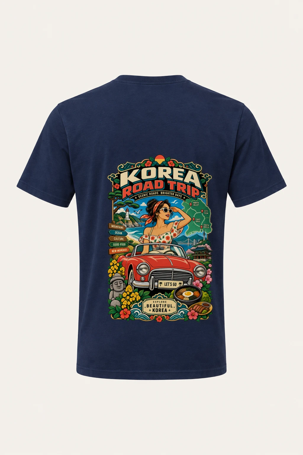 "Beautiful Korea Road Trip" Heavyweight Unisex Crewneck T-shirt | Gildan 5000