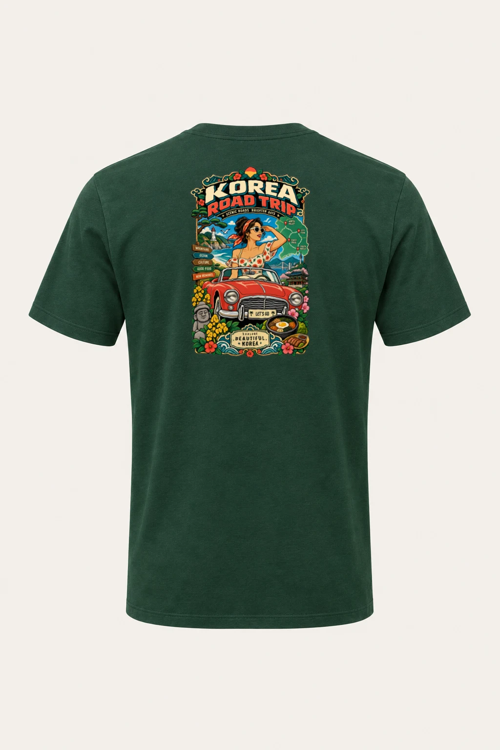 "Beautiful Korea Road Trip" Heavyweight Unisex Crewneck T-shirt | Gildan 5000