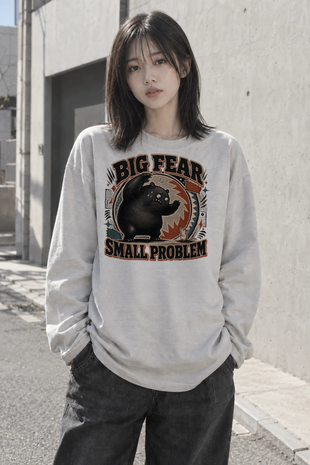 “Big fear small problem” Unisex Longsleeve T-shirt | Gildan 2400