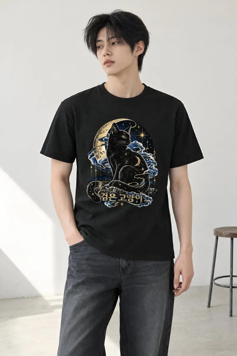 "Crescent Moon Sentinel" Heavyweight Unisex Crewneck T-shirt