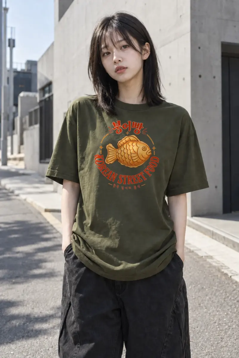 "Bungeoppang Street Food" Heavyweight Unisex Crewneck T-shirt | Gildan 5000