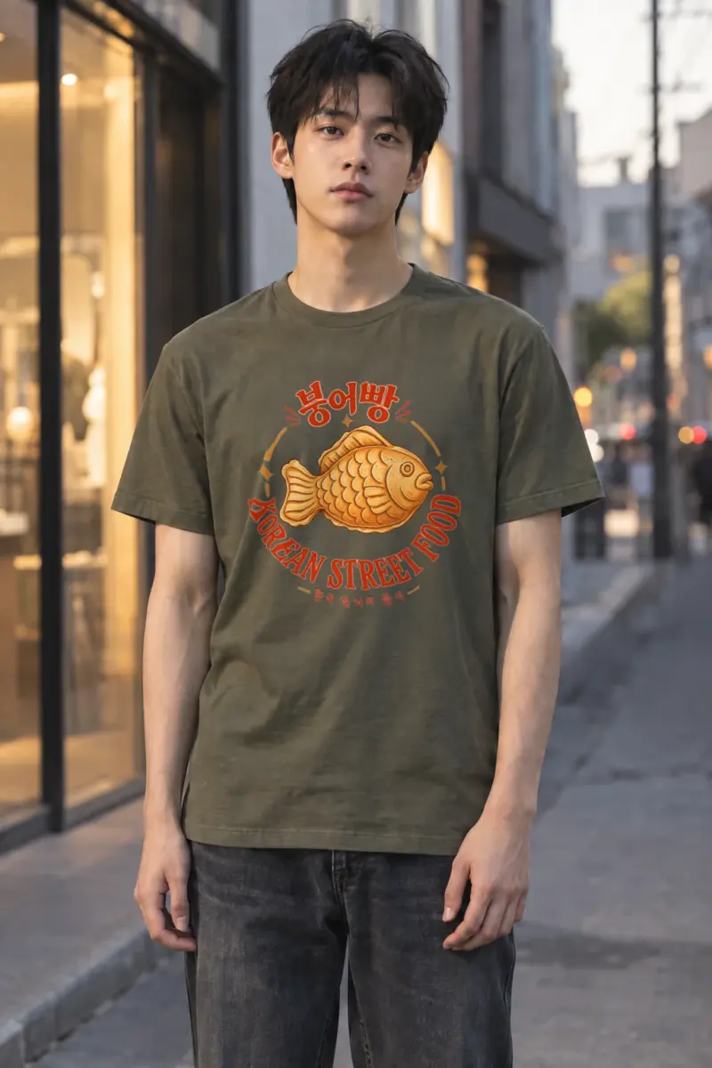 "Bungeoppang Street Food" Heavyweight Unisex Crewneck T-shirt | Gildan 5000