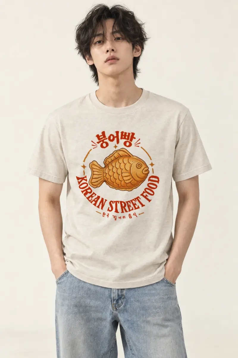 "Bungeoppang Street Food" Heavyweight Unisex Crewneck T-shirt