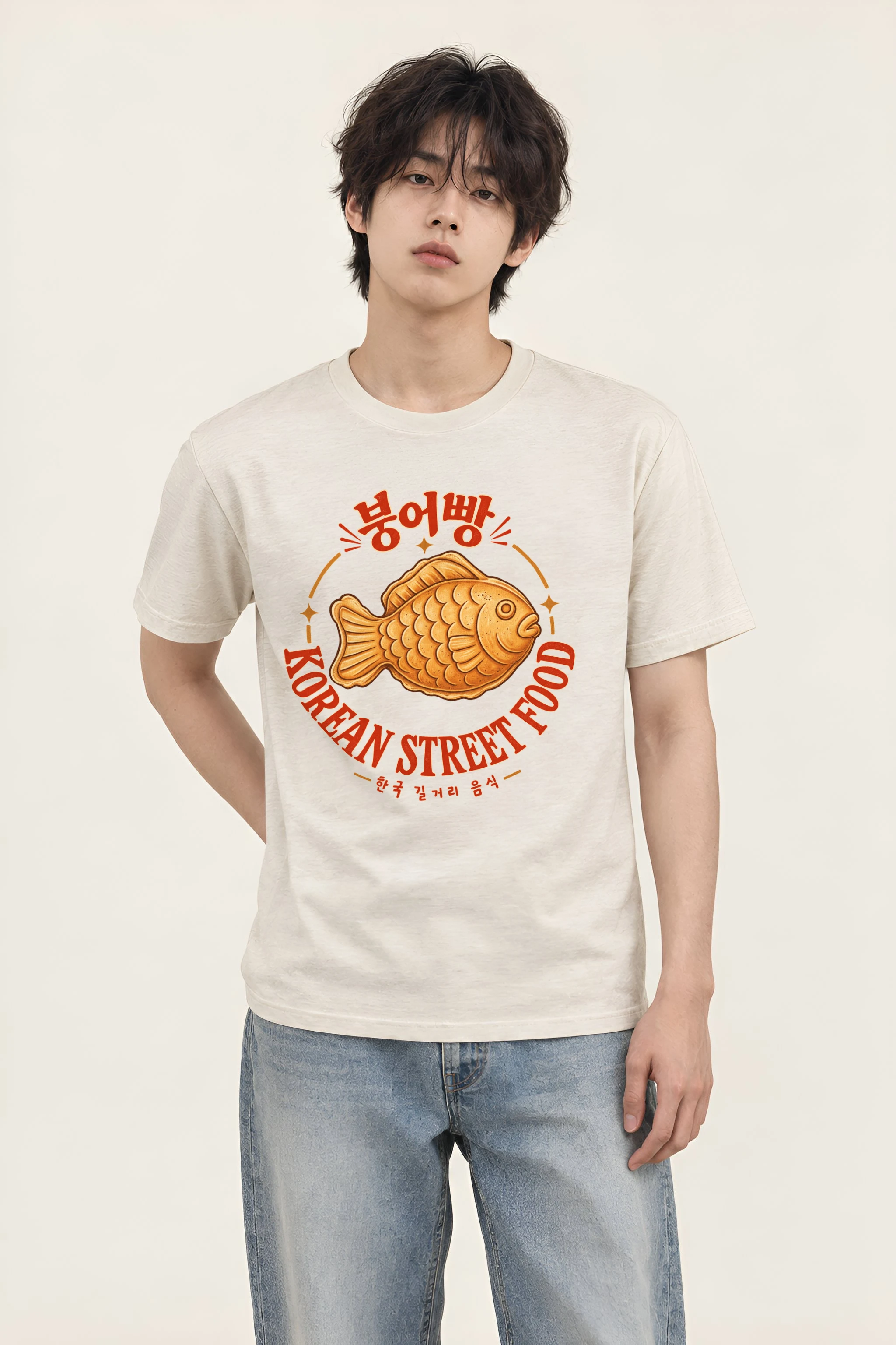 "Bungeoppang Street Food" Heavyweight Unisex Crewneck T-shirt