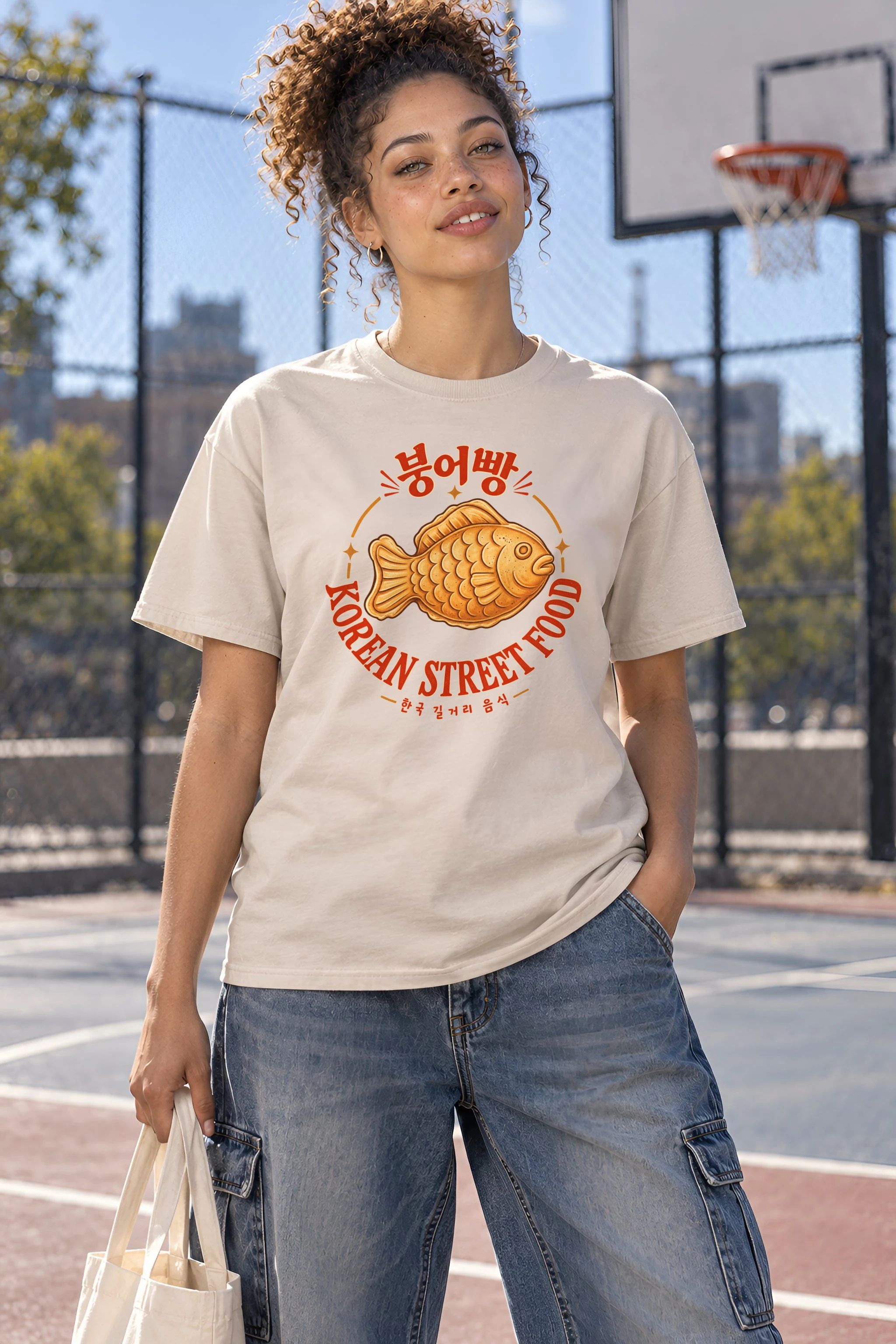 "Bungeoppang Street Food" Heavyweight Unisex Crewneck T-shirt