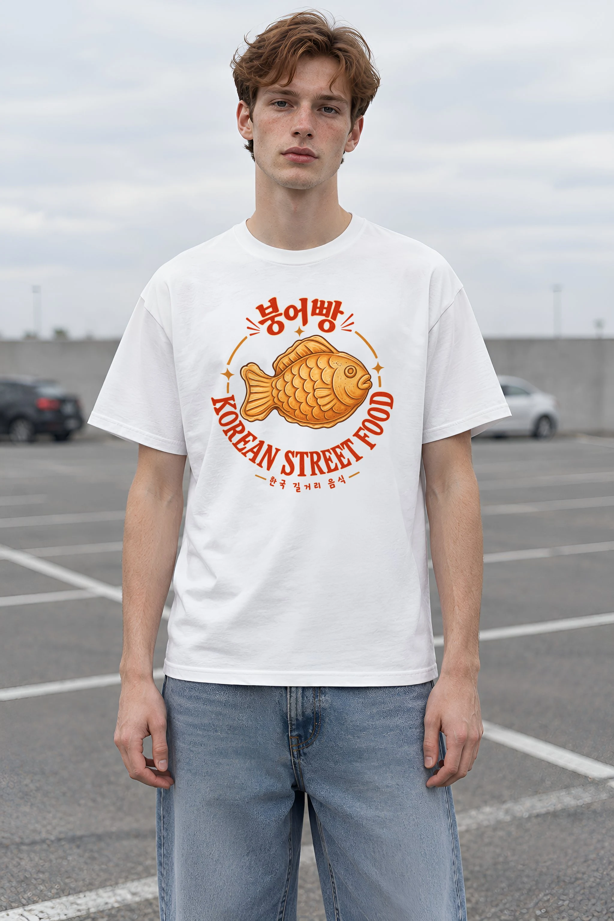 "Bungeoppang Street Food" Heavyweight Unisex Crewneck T-shirt