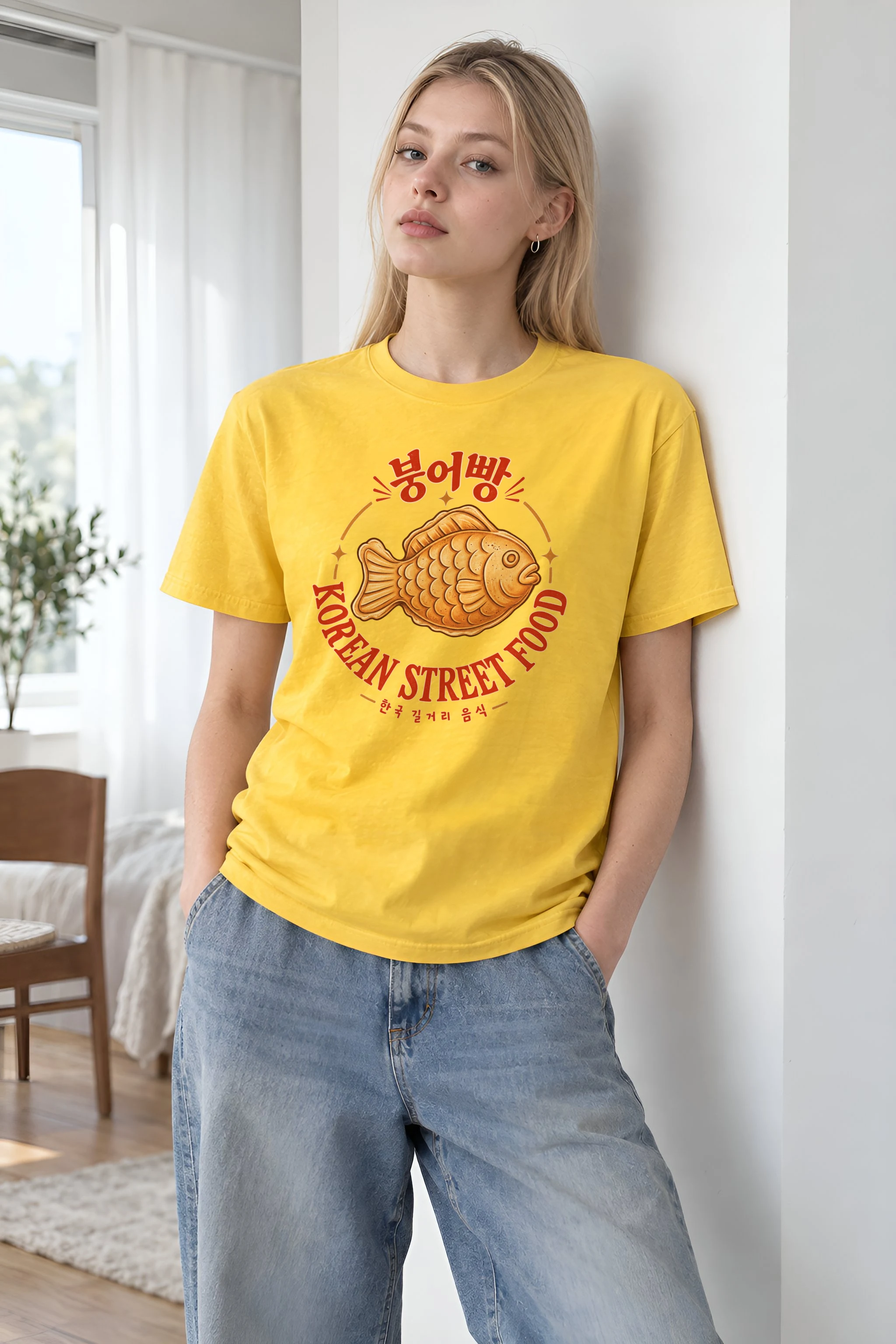 "Bungeoppang Street Food" Heavyweight Unisex Crewneck T-shirt