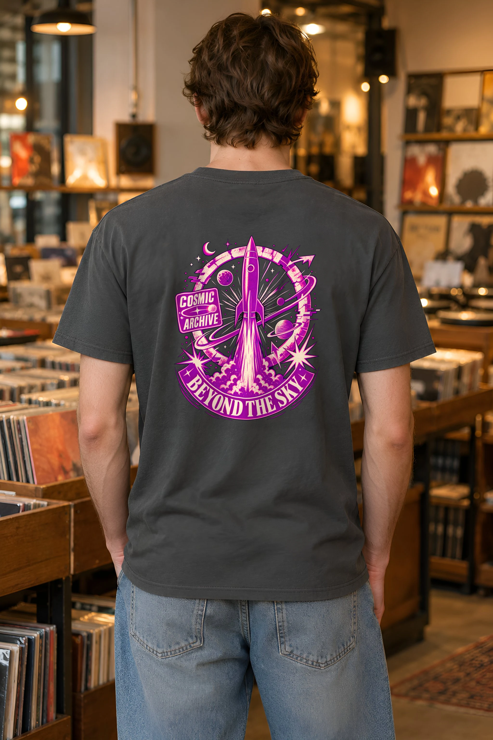 "Cosmic Archive" Heavyweight Unisex Crewneck T-shirt