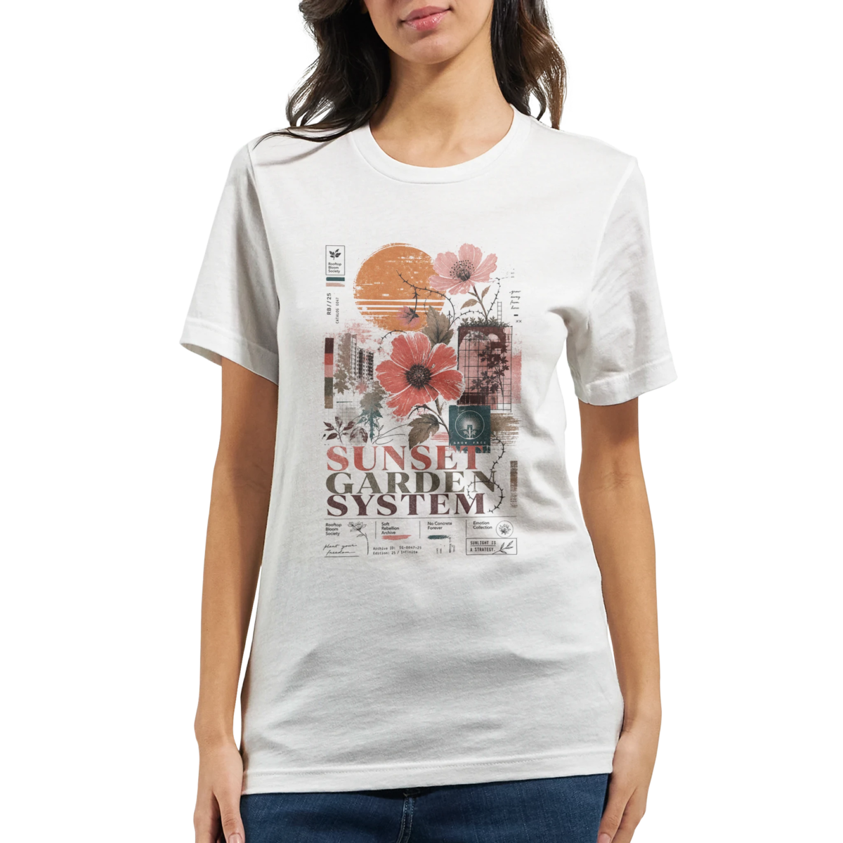 "Sunset garden system" Premium Unisex Crewneck T-shirt | Bella + Canvas 3001