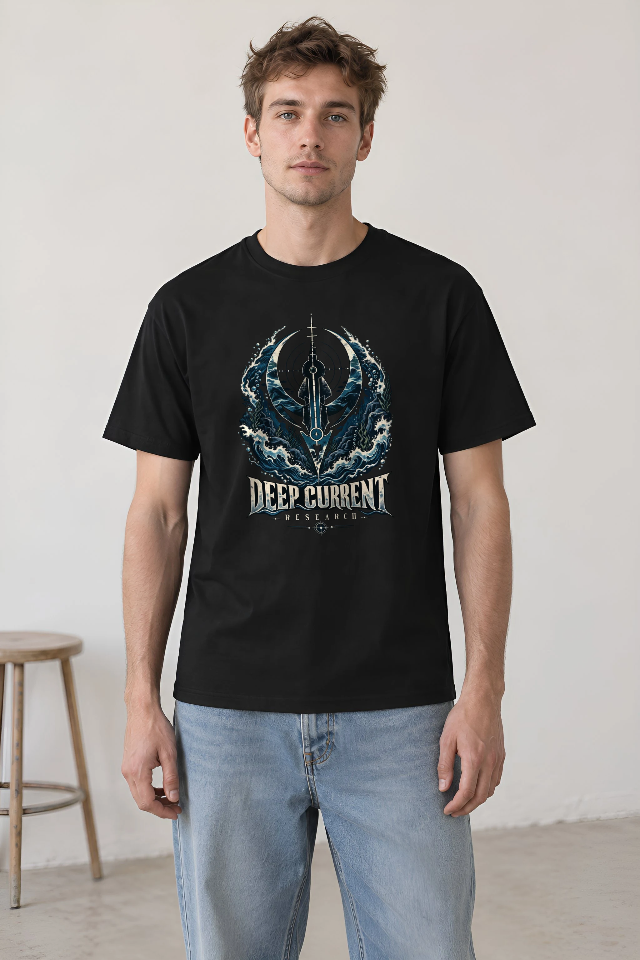 "Deep Current Research" Heavyweight Unisex Crewneck T-shirt