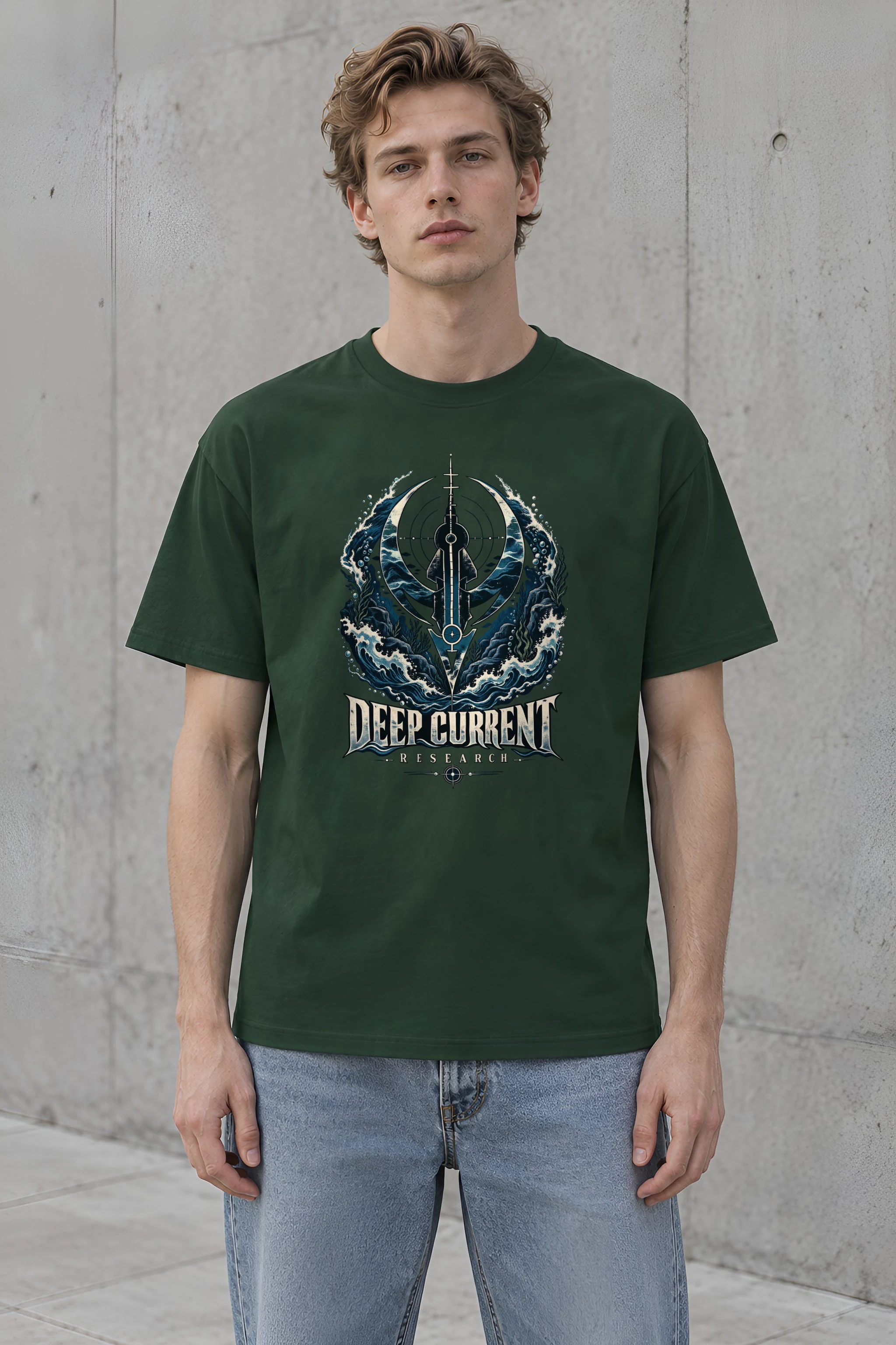 "Deep Current Research" Heavyweight Unisex Crewneck T-shirt