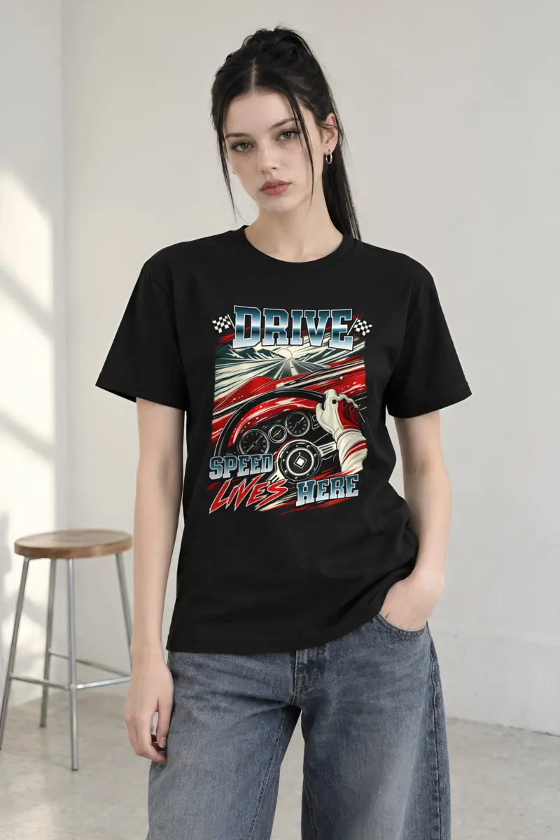 "Drive Speed Lives Here" Heavyweight Unisex Crewneck T-shirt