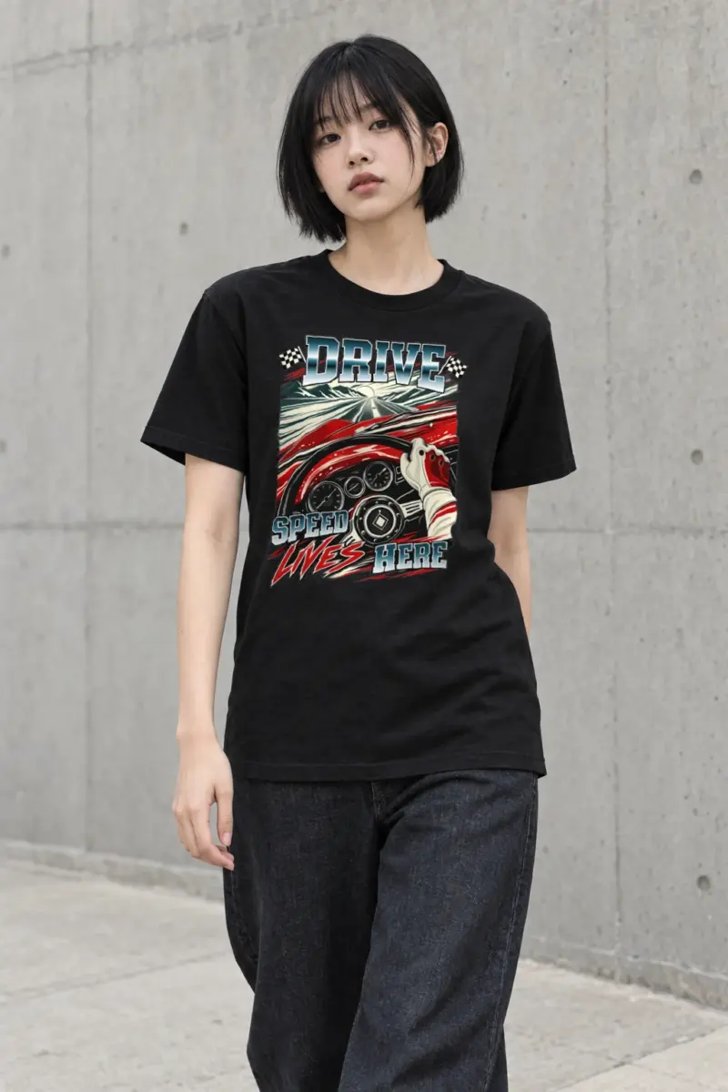 "Drive Speed Lives Here" Heavyweight Unisex Crewneck T-shirt