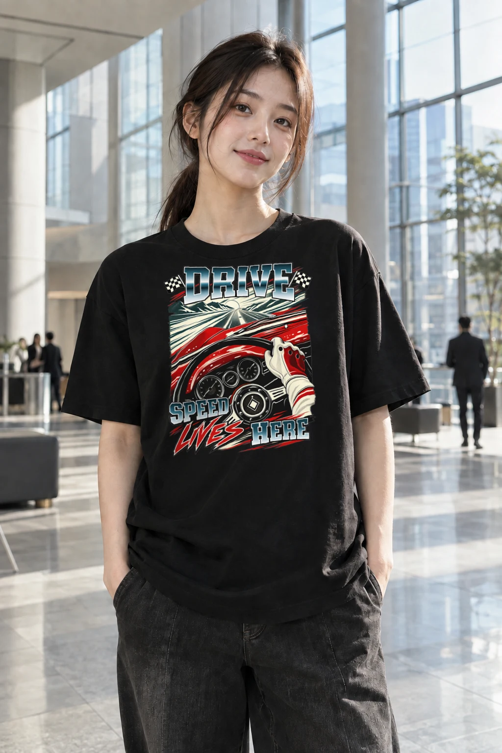 "Drive Speed Lives Here" Heavyweight Unisex Crewneck T-shirt | Gildan 5000