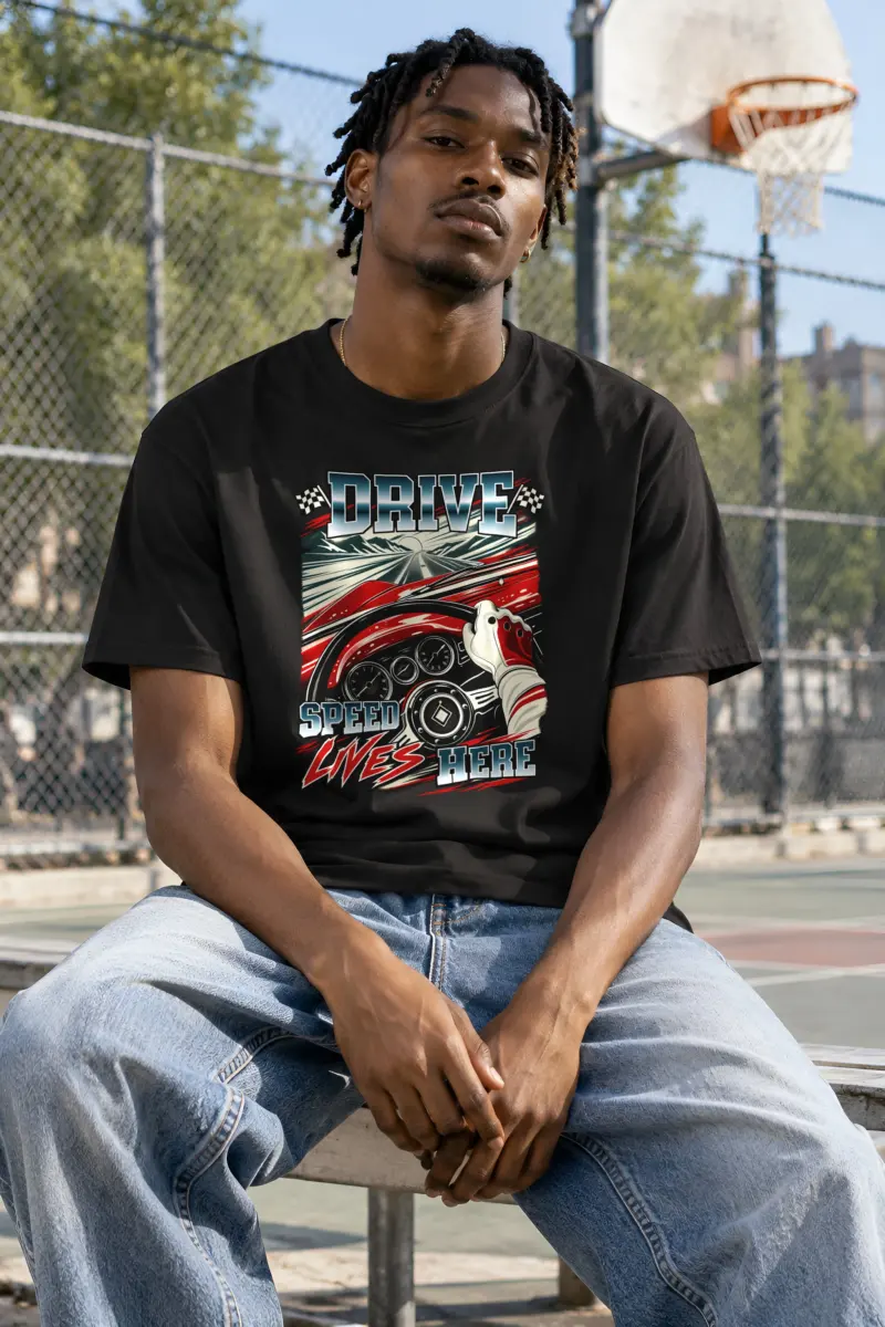 "Drive Speed Lives Here" Heavyweight Unisex Crewneck T-shirt