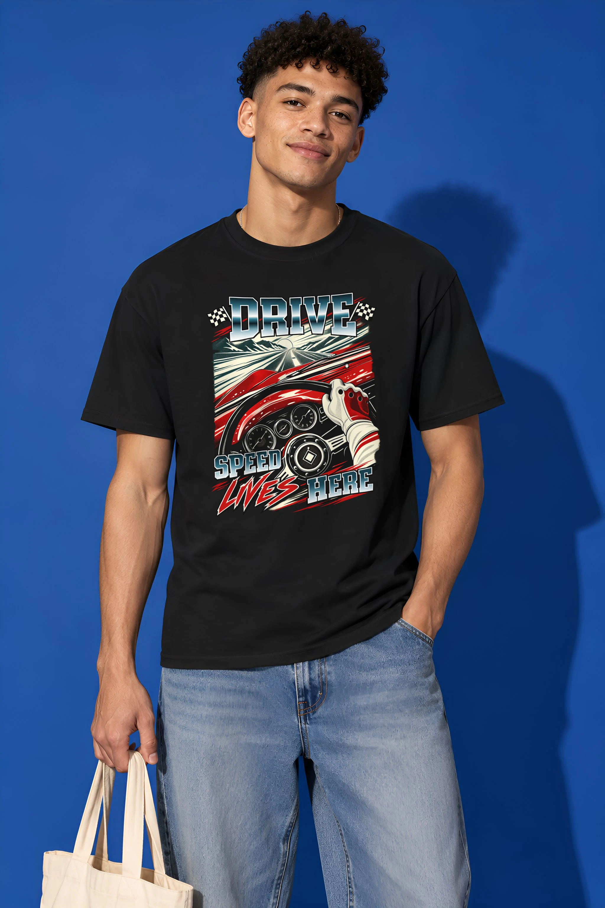 "Drive Speed Lives Here" Heavyweight Unisex Crewneck T-shirt