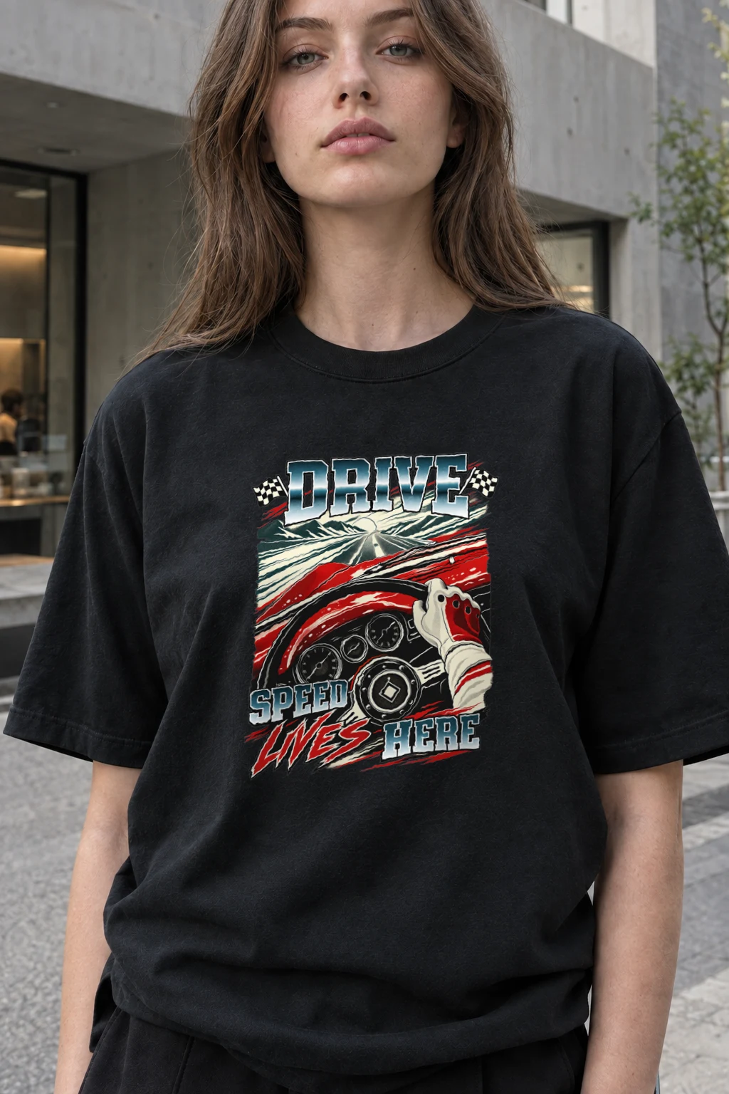 "Drive Speed Lives Here" Heavyweight Unisex Crewneck T-shirt | Gildan 5000