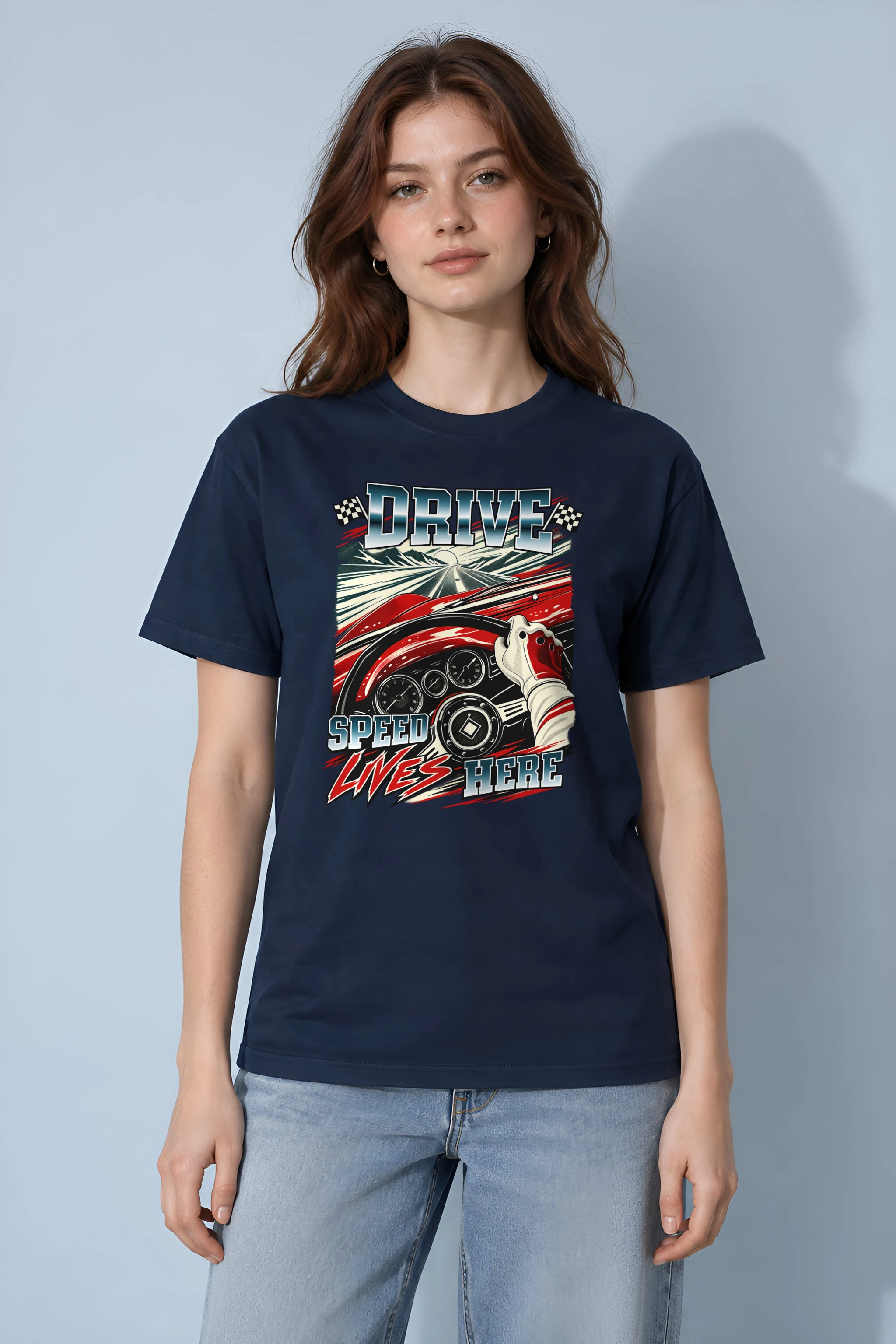 "Drive Speed Lives Here" Heavyweight Unisex Crewneck T-shirt
