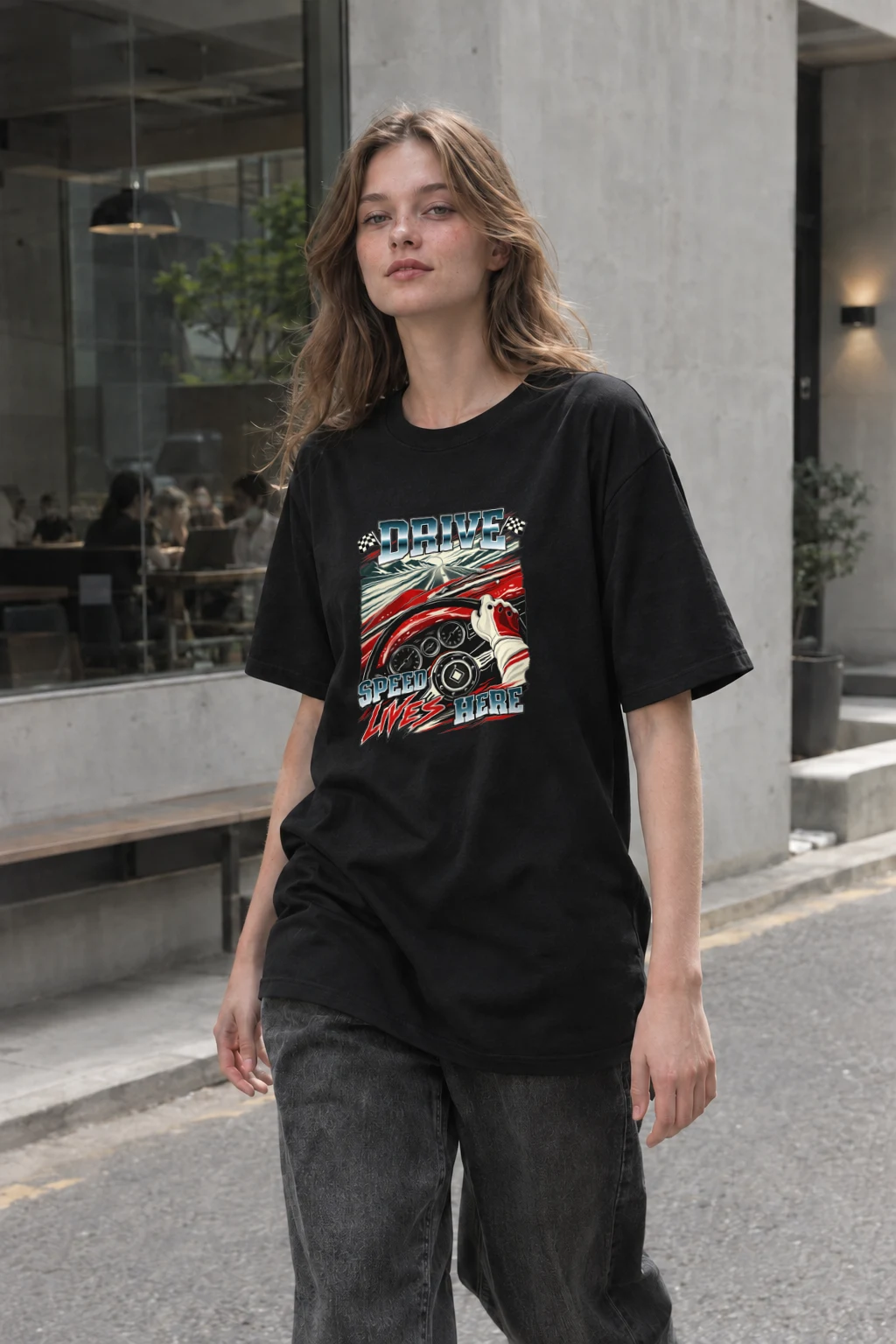 "Drive Speed Lives Here" Heavyweight Unisex Crewneck T-shirt | Gildan 5000