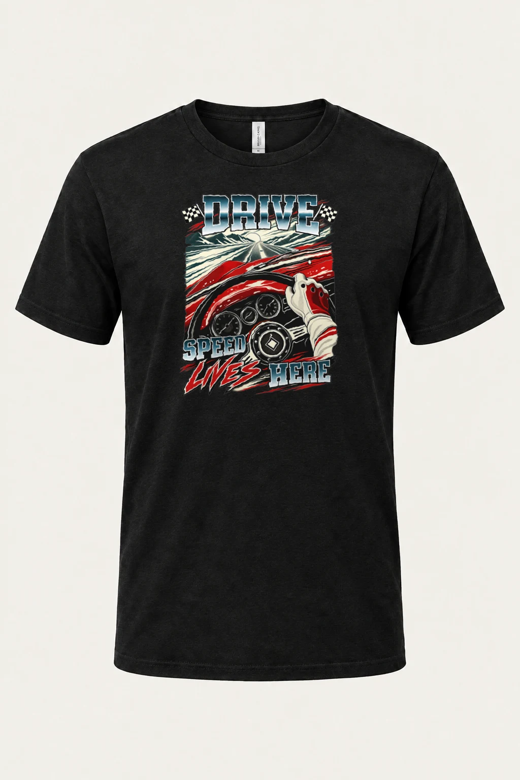 "Drive Speed Lives Here" Heavyweight Unisex Crewneck T-shirt | Gildan 5000