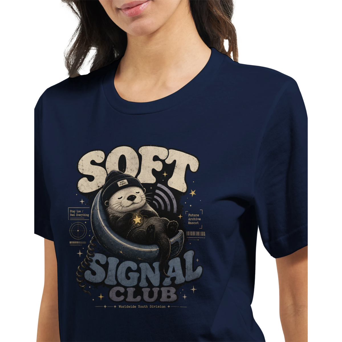 "Soft signal club" Premium Unisex Crewneck T-shirt | Bella + Canvas 3001