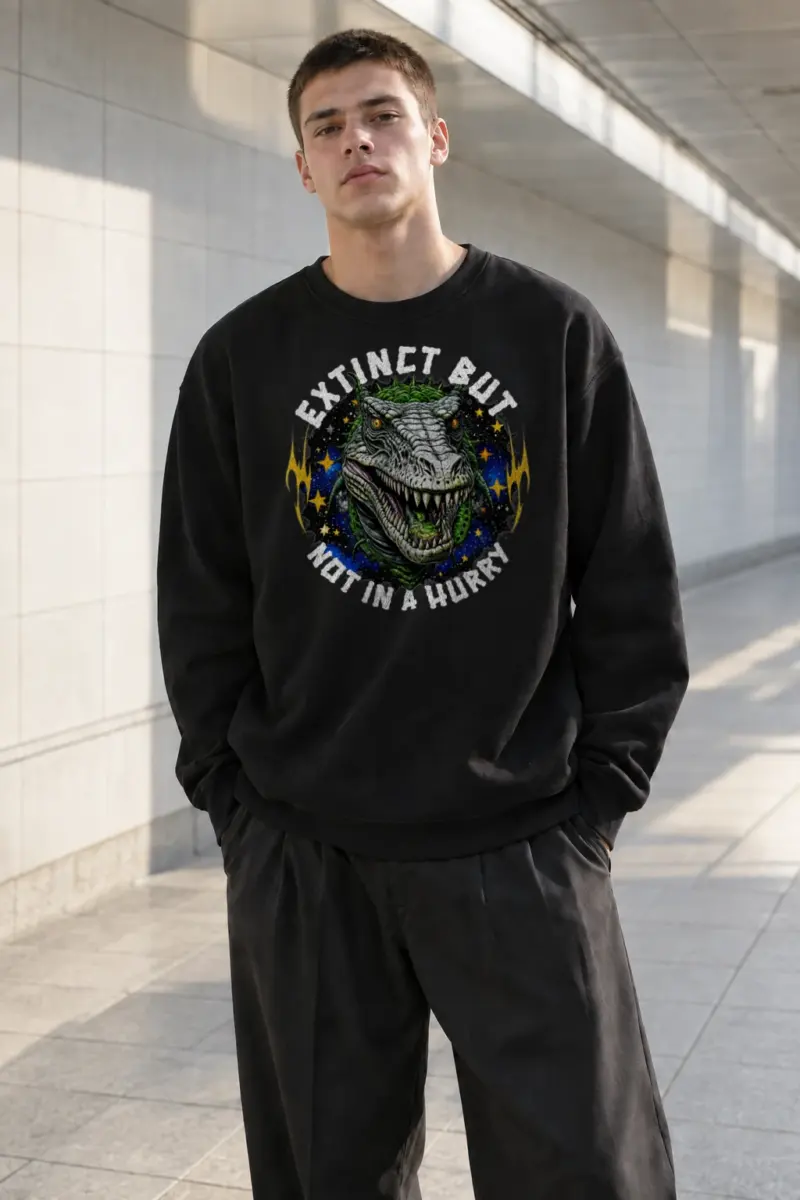 “Extinct but not in hurry” Unisex Sponge Fleece Crewneck Sweatshirt | Bella + Canvas 3901