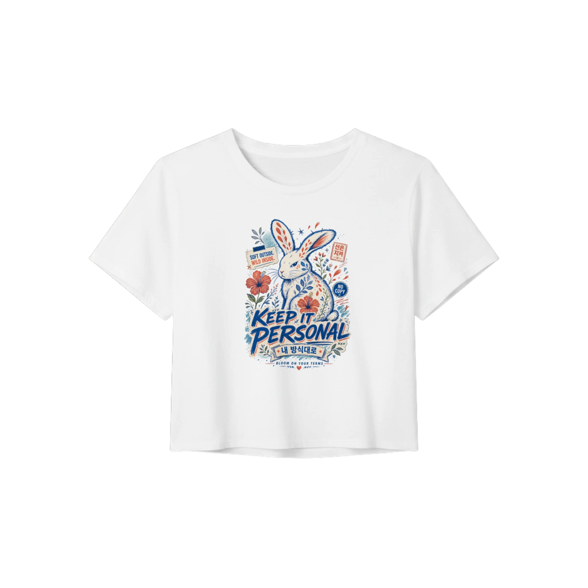 "Keep it personal" Women’s Crop Tee | Bella+Canvas 8882 Dusty Blue