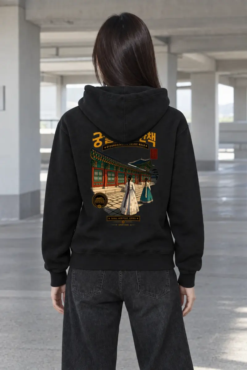 "Gyeongbokgung Palace Walk" Heavy Blend Unisex Pullover Hoodie