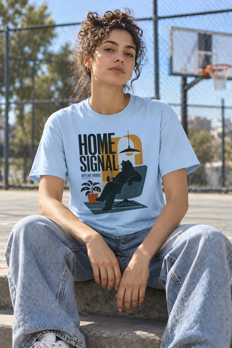 "Home signal" Heavyweight Unisex Crewneck T-shirt