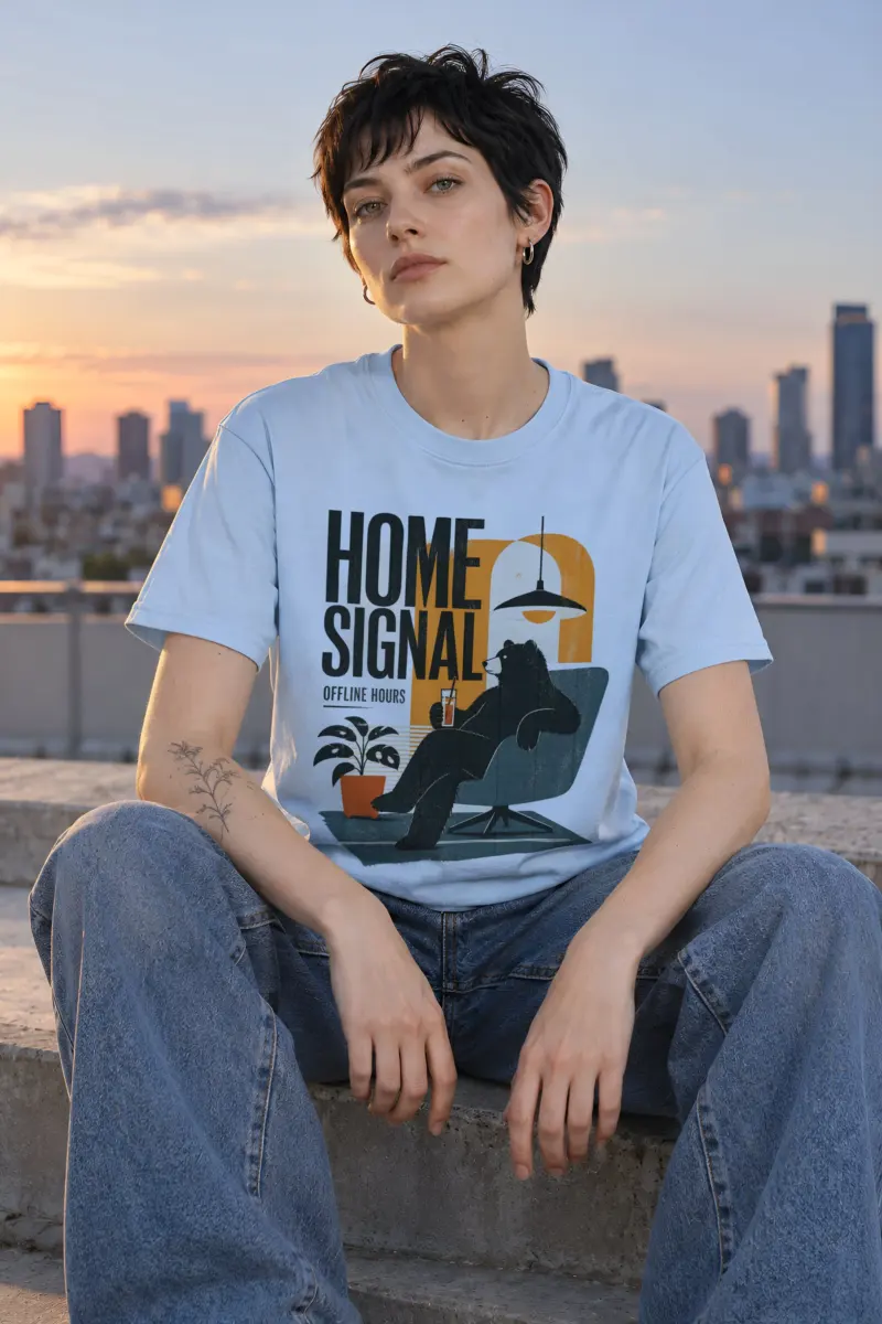 "Home signal" Heavyweight Unisex Crewneck T-shirt