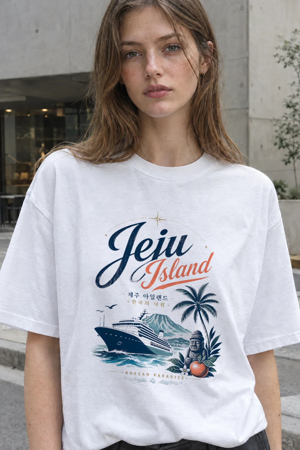 "Jeju Island" Premium Unisex Crewneck T-shirt | Bella + Canvas 3001