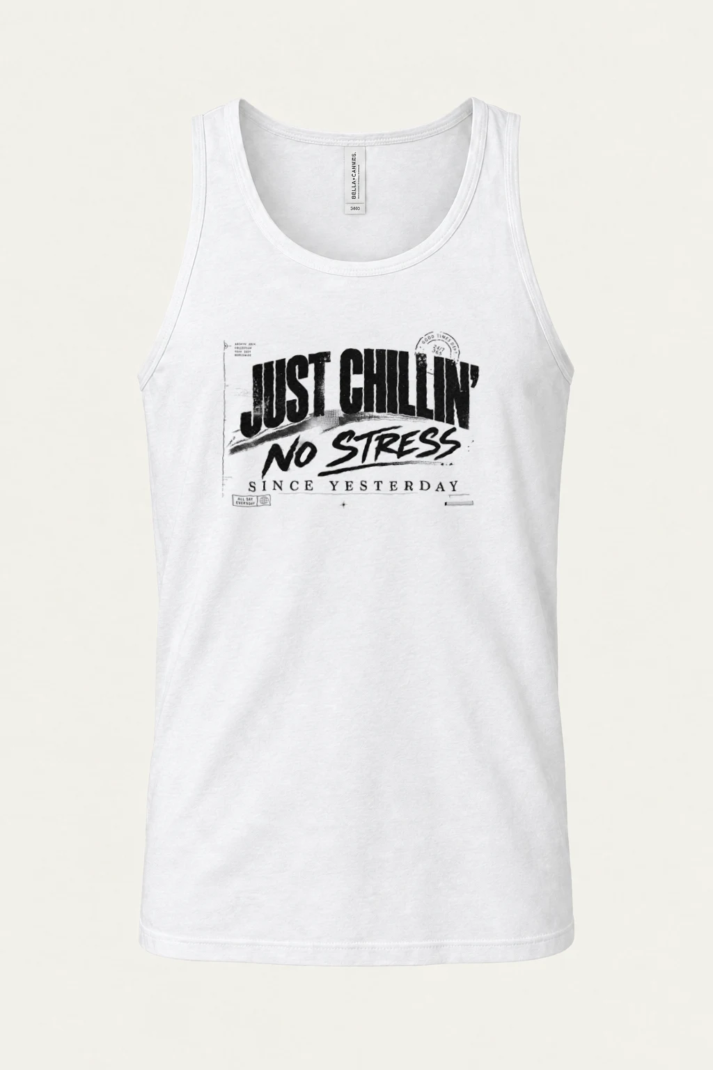 “Just chillin'” Unisex Jersey Tank | Bella + Canvas 3480