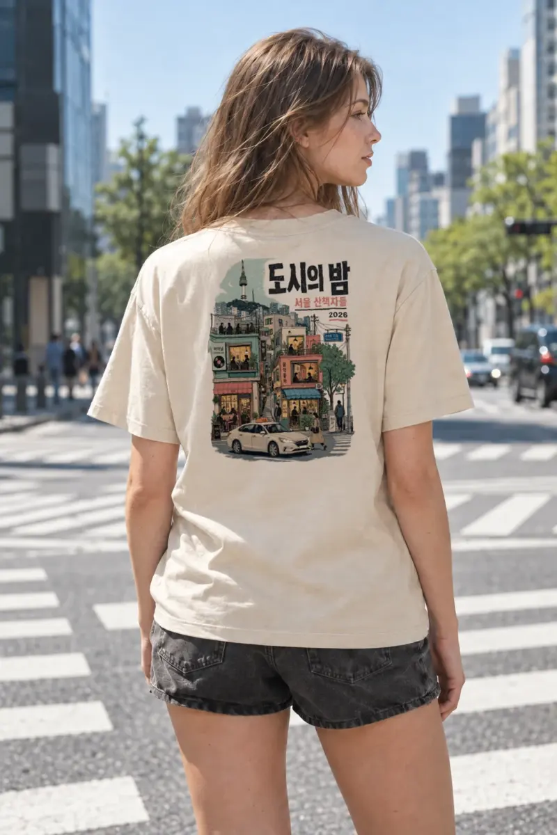 “NIGHT WALKERS SEOUL” Heavyweight Unisex Crewneck T-shirt | Gildan 5000