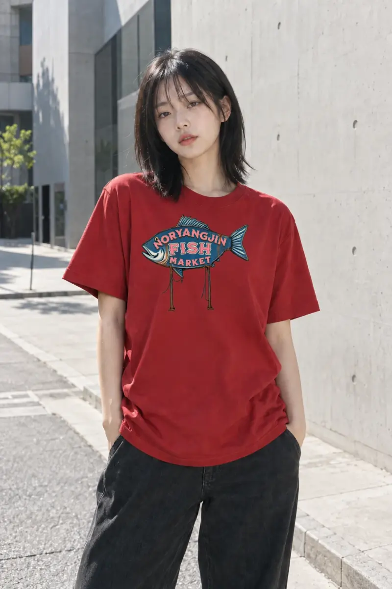 "Noryangjin Fish Market" Heavyweight Unisex Crewneck T-shirt | Gildan 5000