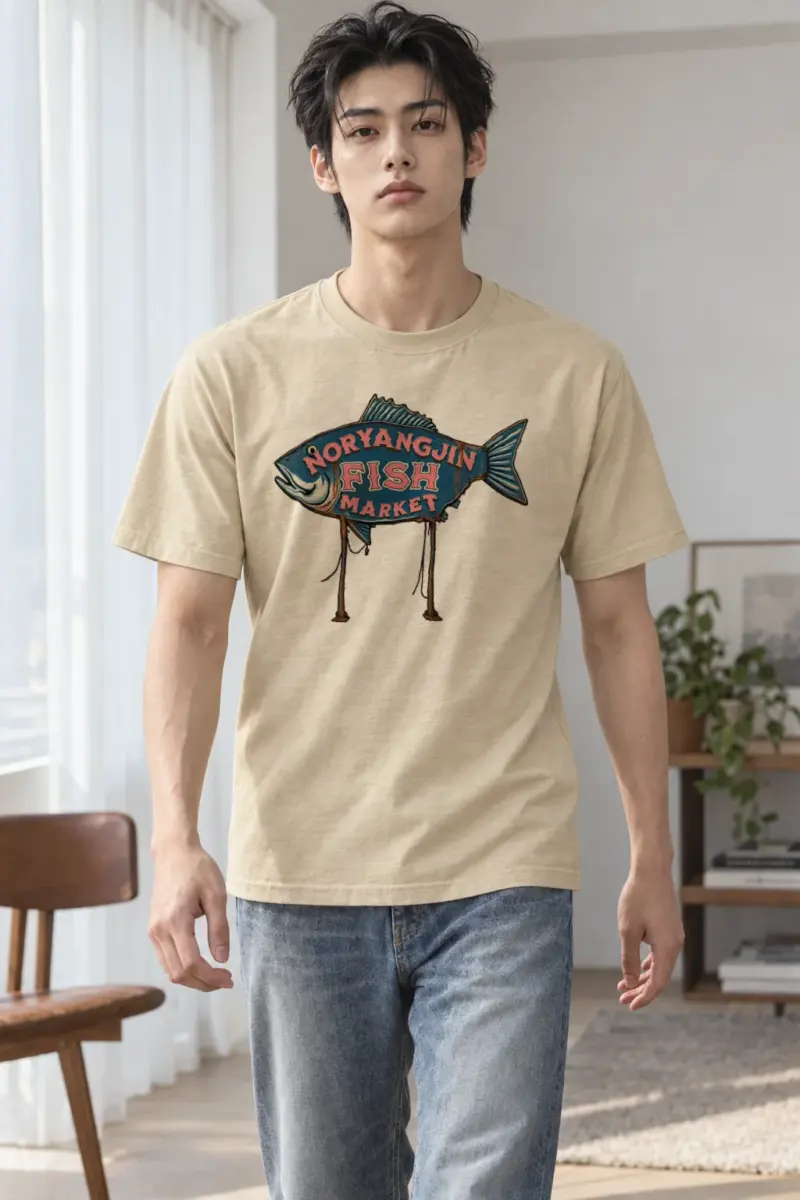 "Noryangjin Fish Market" Heavyweight Unisex Crewneck T-shirt