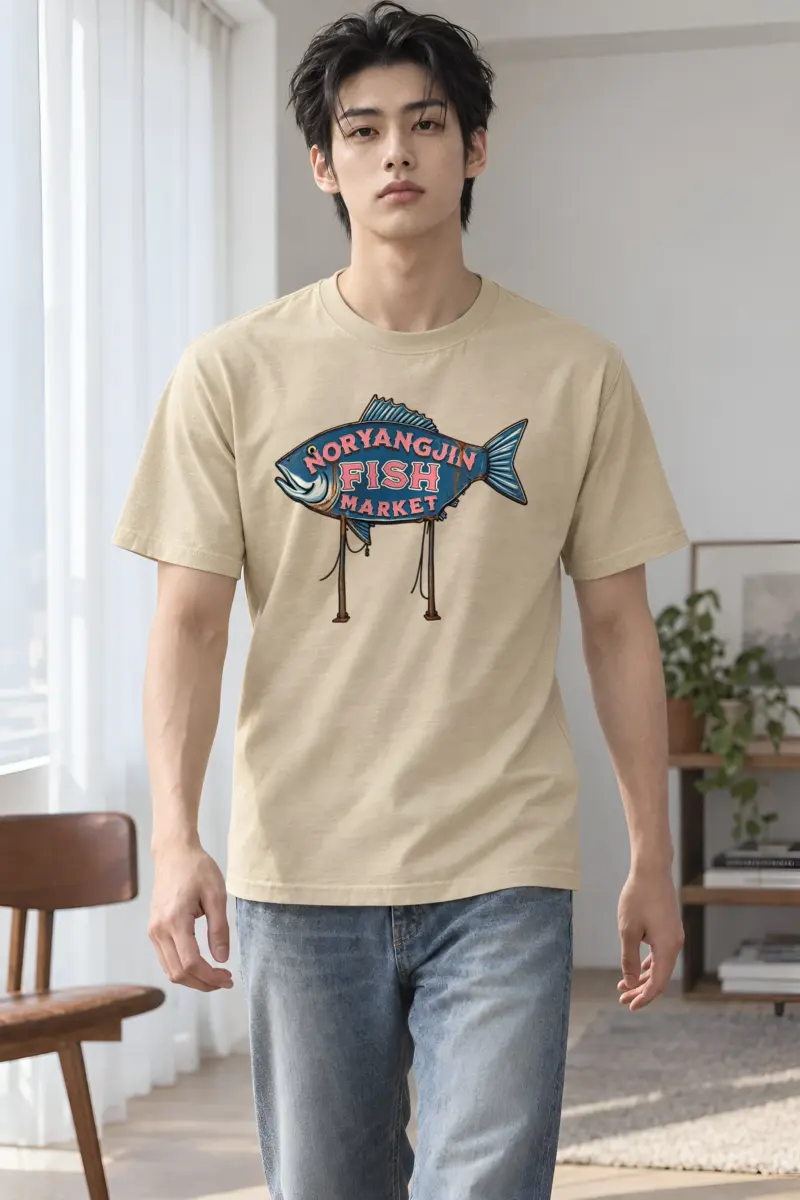 "Noryangjin Fish Market" Heavyweight Unisex Crewneck T-shirt