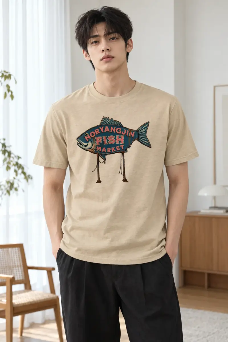"Noryangjin Fish Market" Heavyweight Unisex Crewneck T-shirt