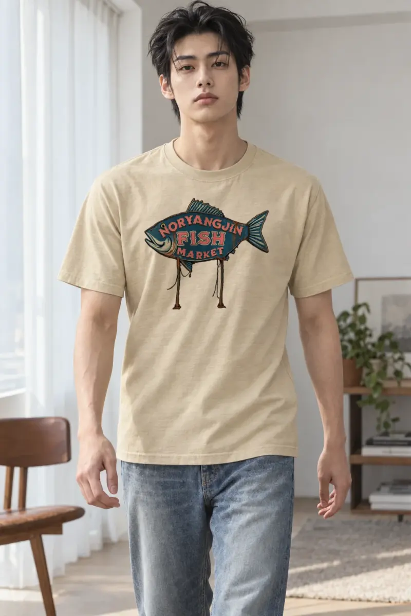 "Noryangjin Fish Market" Heavyweight Unisex Crewneck T-shirt