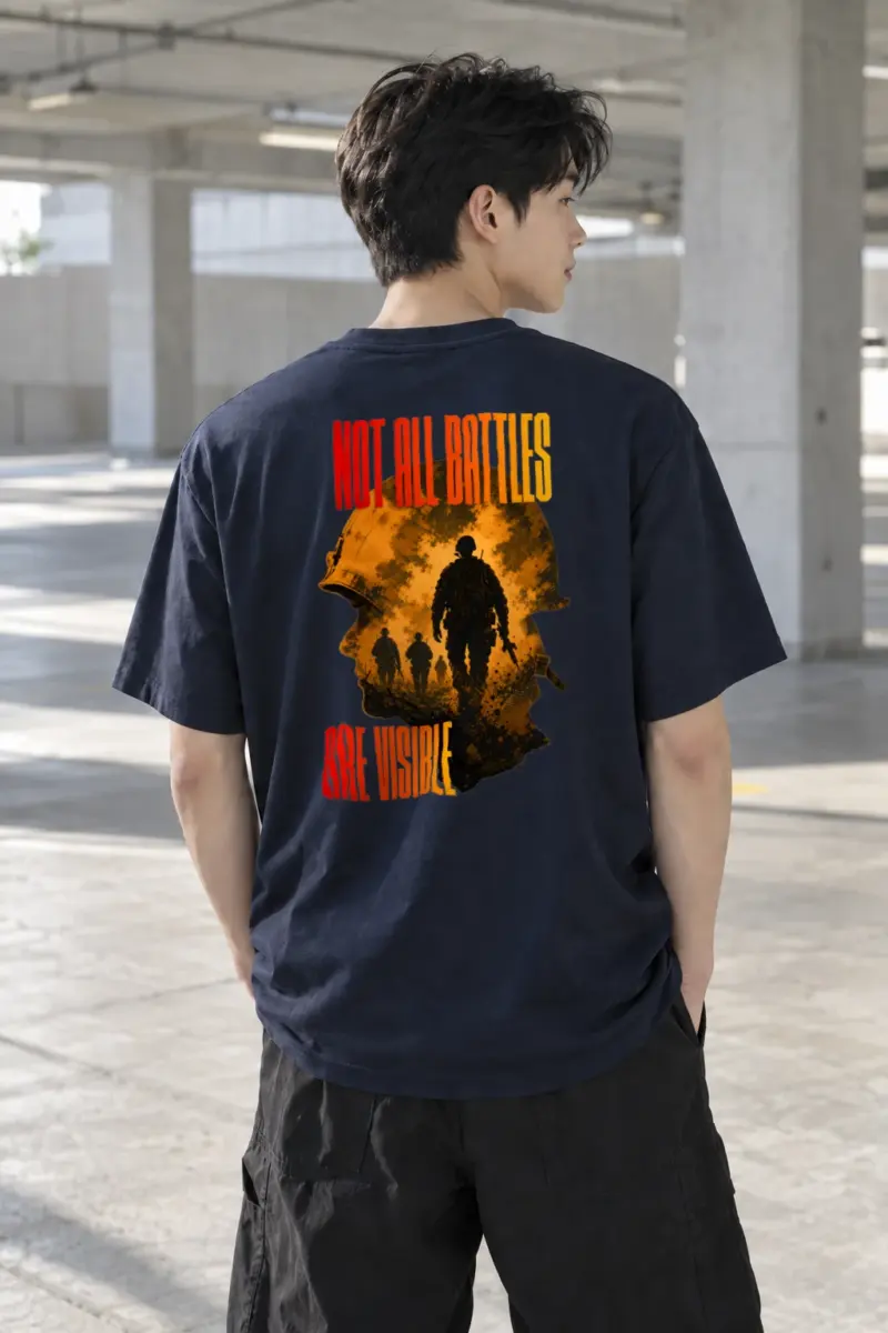 “Not all battles are visible” Heavyweight Unisex Crewneck T-shirt | Gildan 5000