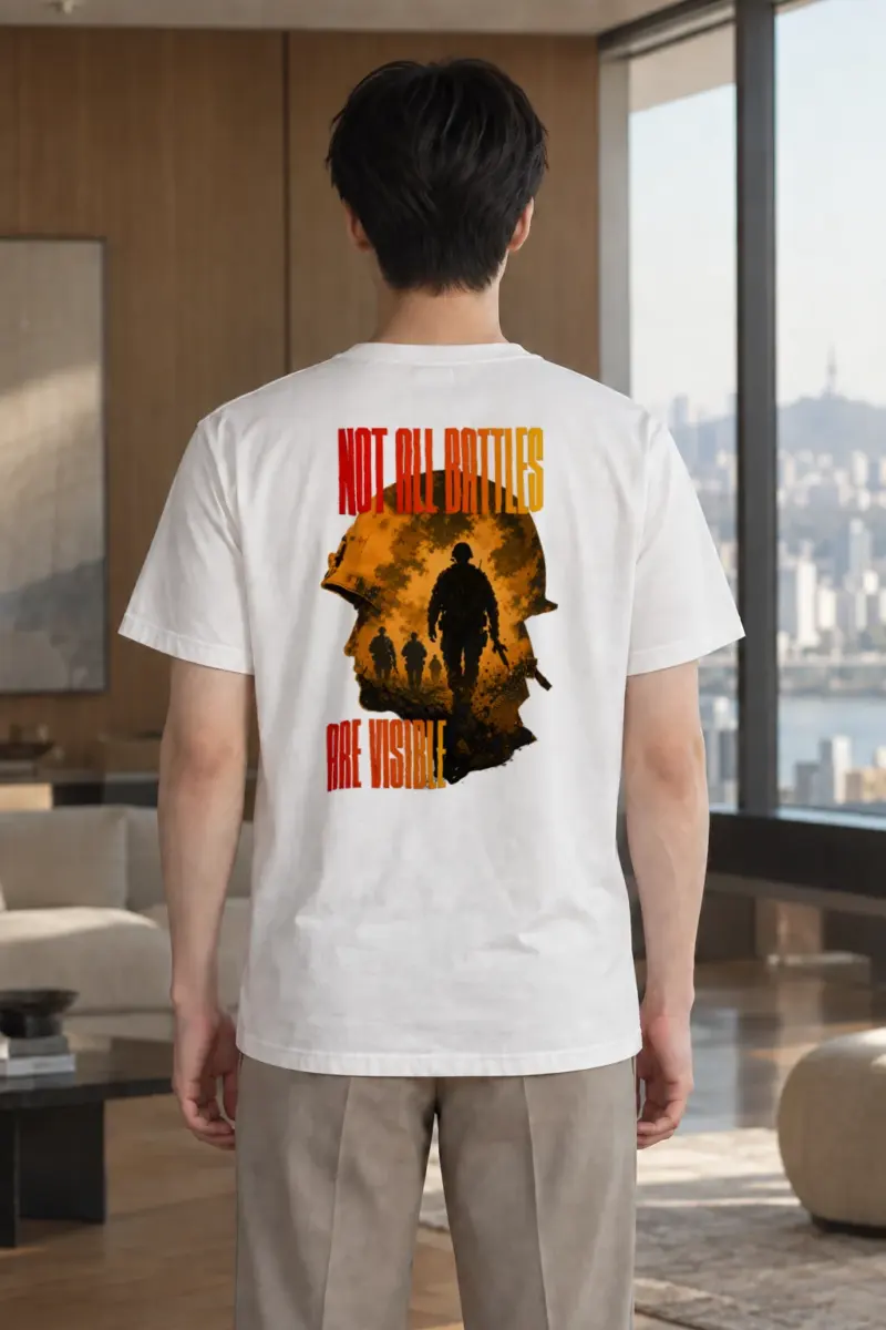 “Not all battles are visible” Heavyweight Unisex Crewneck T-shirt | Gildan 5000