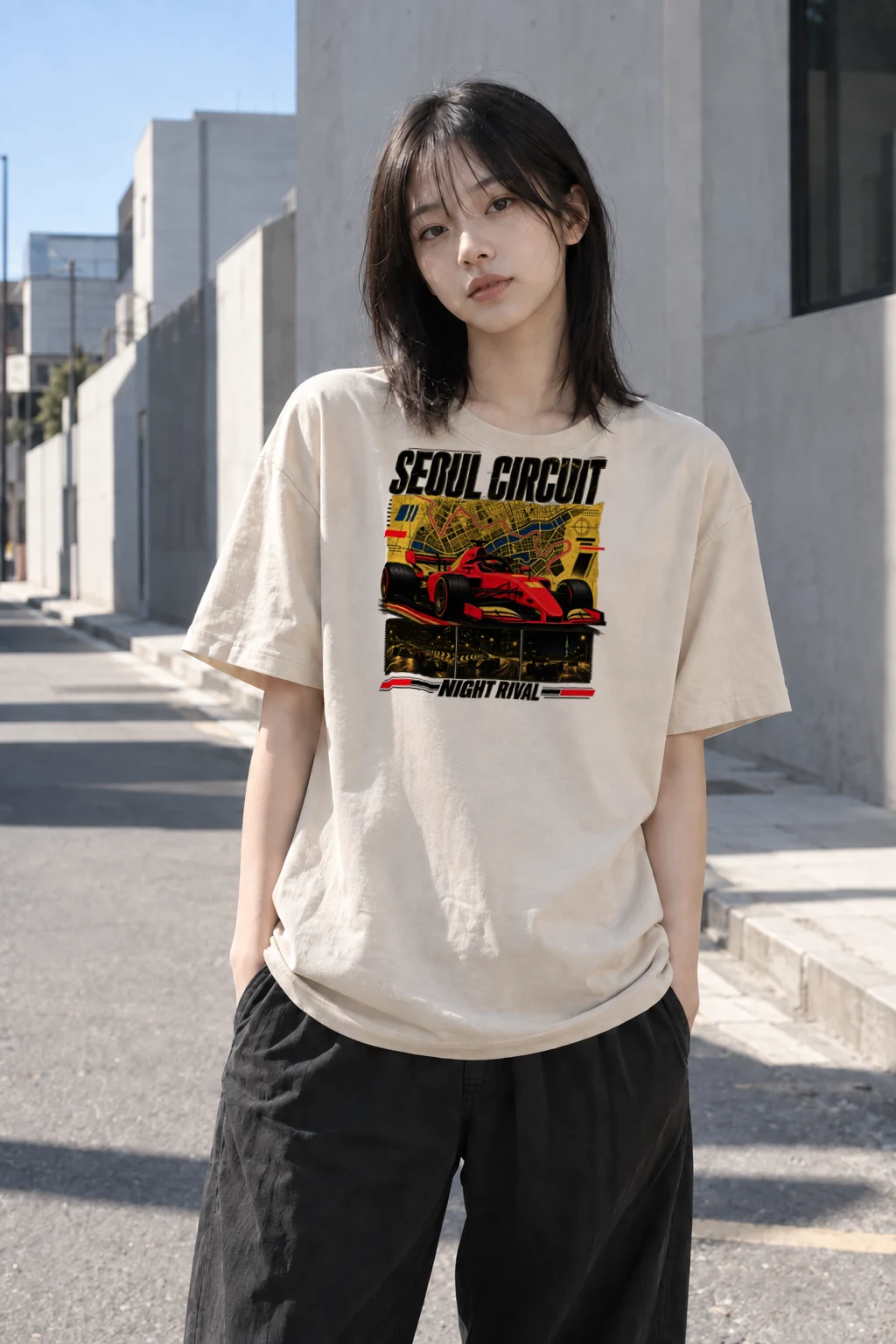 "Seoul Circuit Night Rival" Heavyweight Unisex Crewneck T-shirt | Gildan 5000