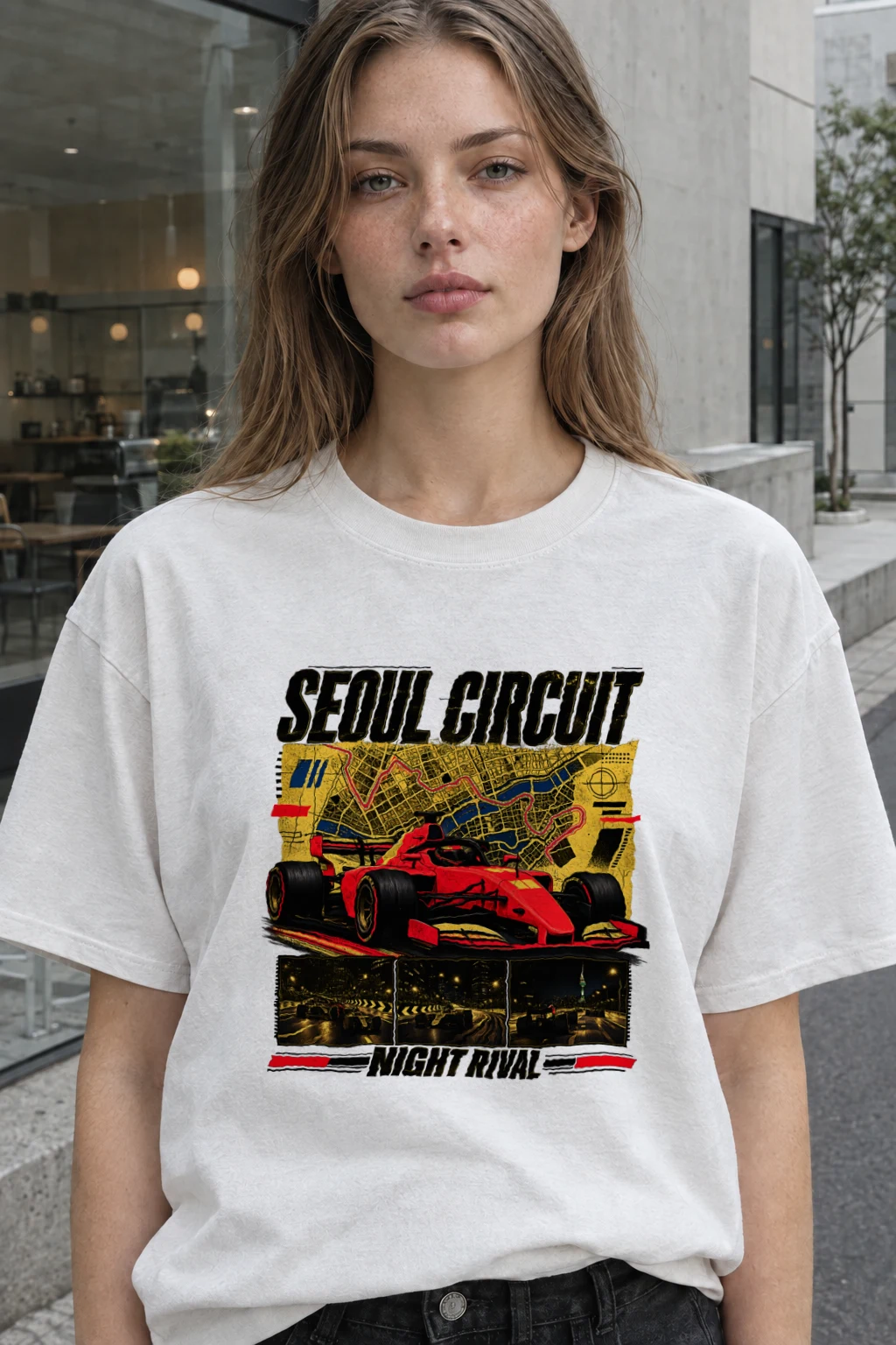 "Seoul Circuit Night Rival" Heavyweight Unisex Crewneck T-shirt | Gildan 5000