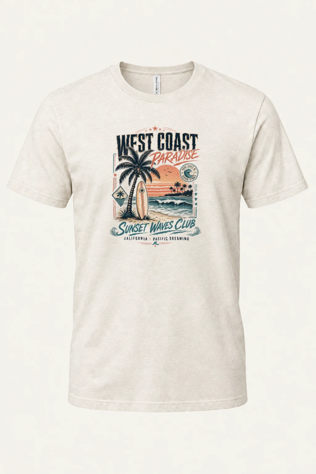 "Sunset Waves Club" Heavyweight Unisex Crewneck T-shirt | Gildan 5000